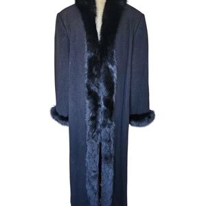 Marvin Richards vintage lambswool size 24W - Black Faux Fur Trim Long Maxi